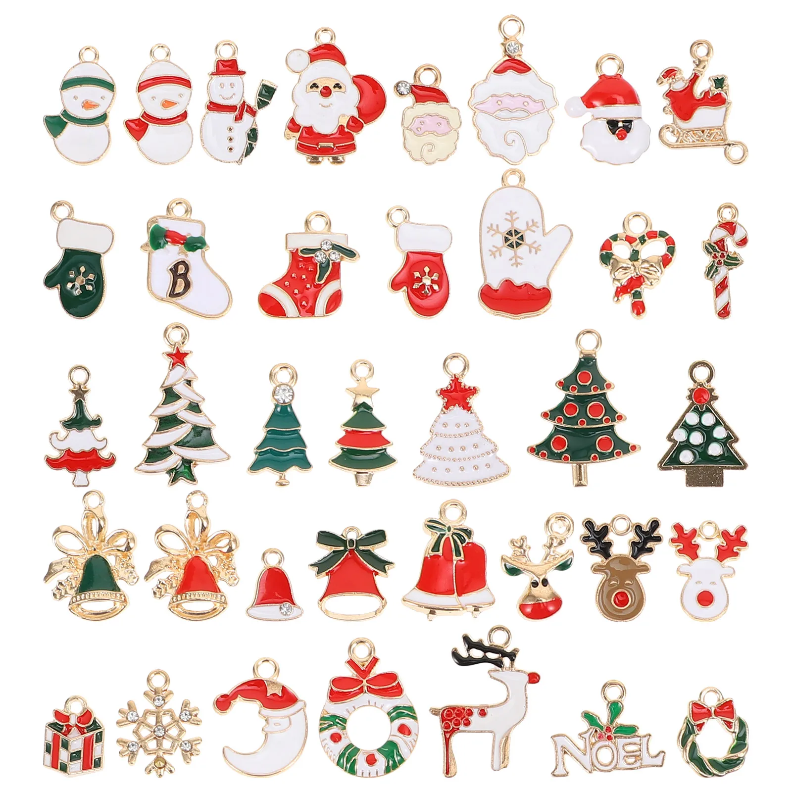 

38 Pcs Christmas Ornaments Accessories Charm Necklace Lovely Pendants Jewelry DIY Alloy Earring Personality Charms
