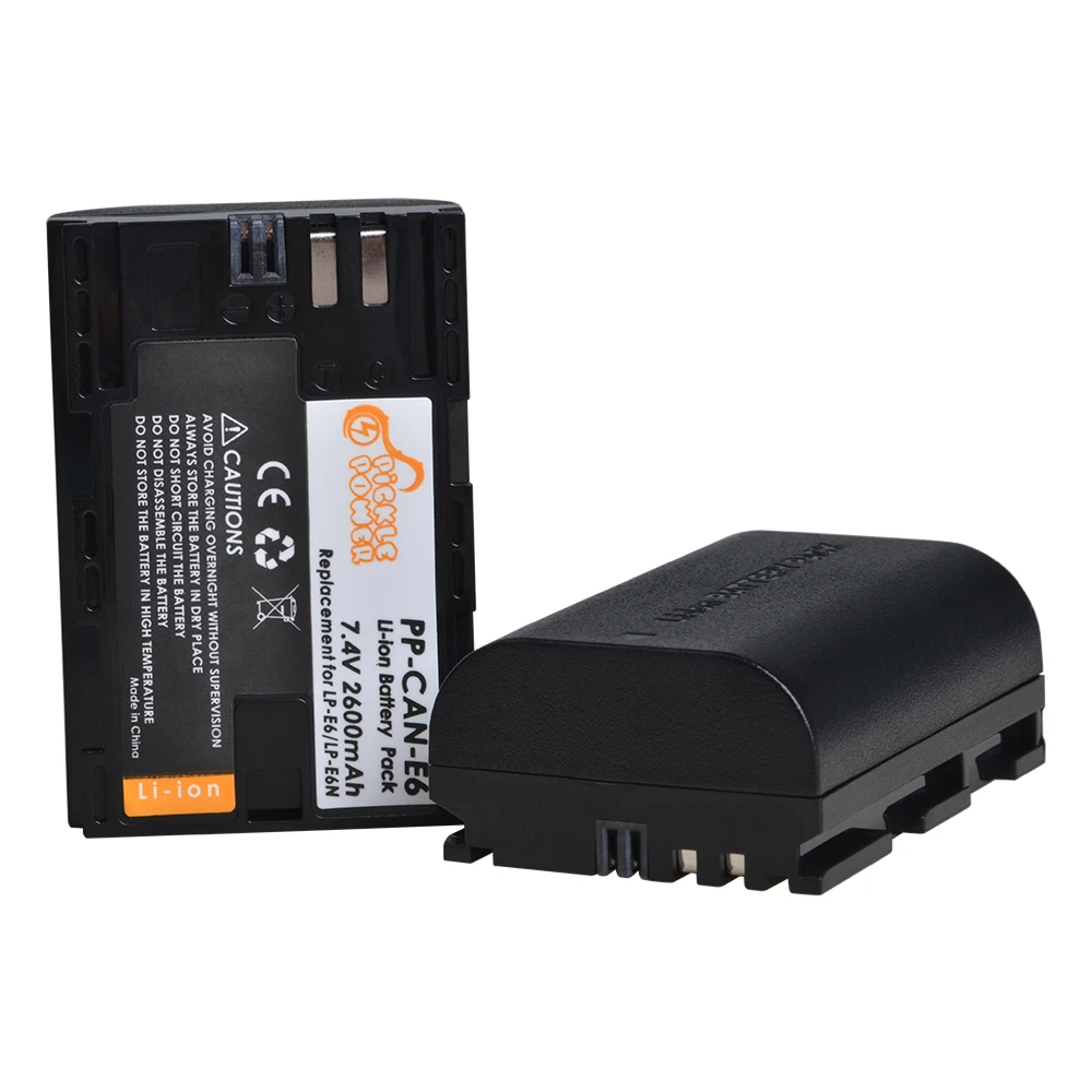 Pickle Power 2600mAh High Capacity LP-E6 Battery 2 Pack for Canon EOS 5D Mark IV 6D 7D 60D 70D 80D XC10