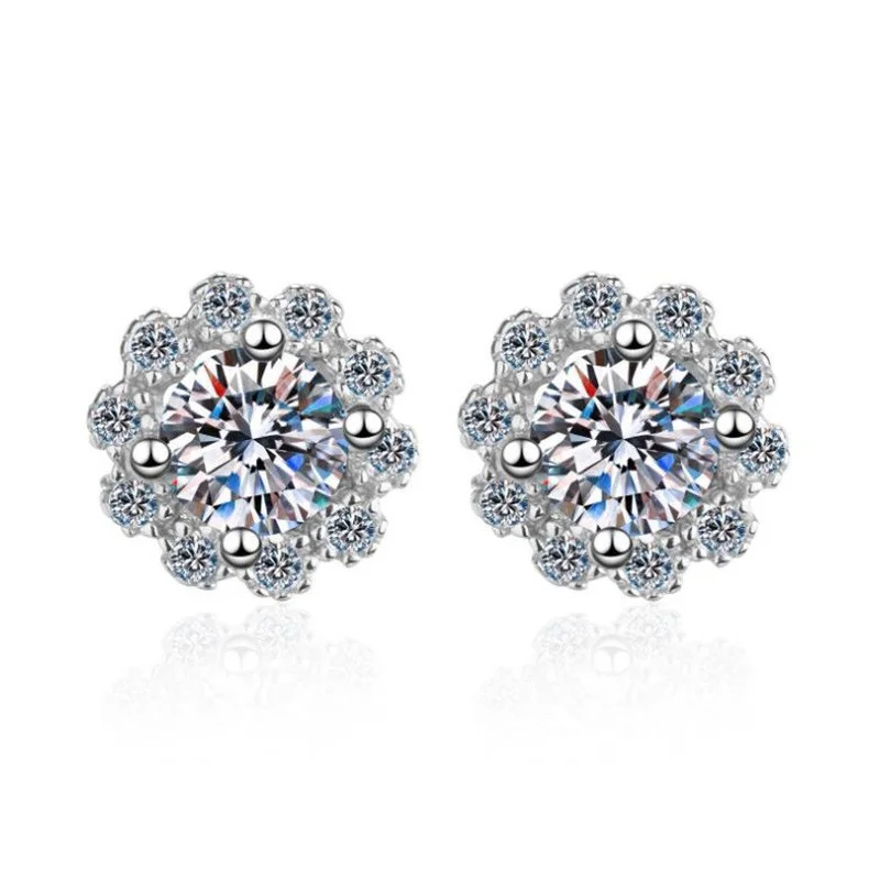 E073 Lefei Fashion Color D Diamondset Classic Moissanite Flower Daisy Earrings For Women Real 925 Sterling Silver Party Jewelry