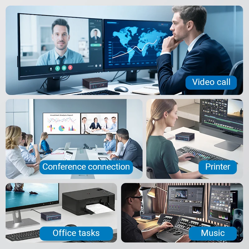 VNOPN AMD PRO A6-8500B 미니 PC 컴퓨터 게이밍 NUC 트리플 디스플레이 WIFI5 듀얼 HDMI+VGA 윈도우 10 프로 오피스 데스크탑 컴퓨터