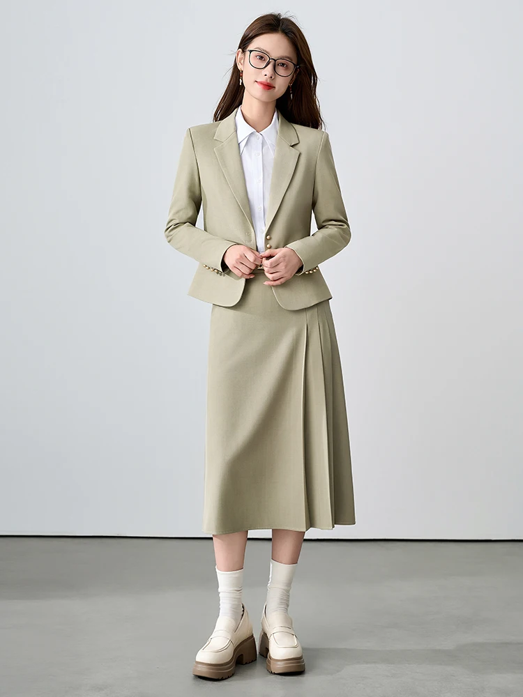 Professional Women's Suit Set New 2026 Spring Autumn High-End Interview Wardrobe Commute Style Slim Fit Button Pocket Design
