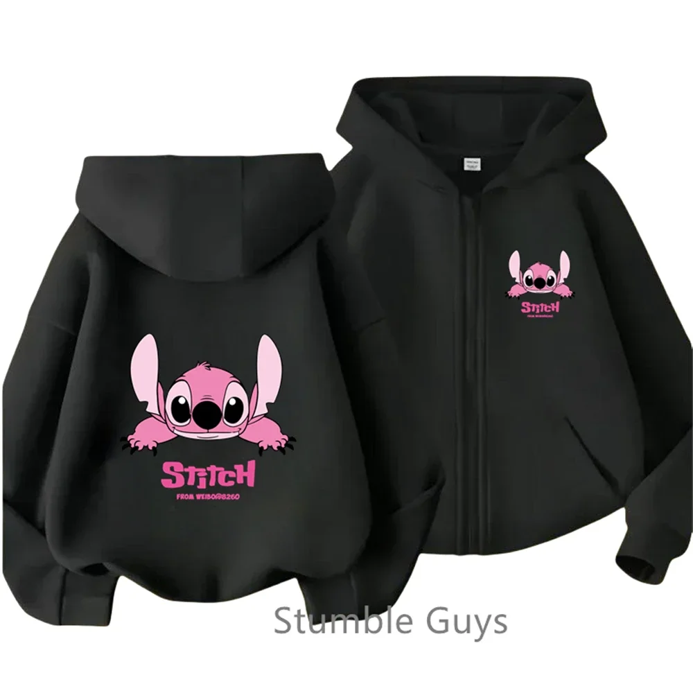 Fashion Kawaii Lilo Stitch Hoodie Kids Clothes Girls Clothing Baby Boys Clothes Autumn Stitch Zipper Sweatshirt Children Tops