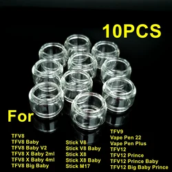 Tubo de vidrio de 10 piezas para TFV12 Prince Glass/Big TFV8/X Stick V8 X8 Baby V2 Pen 22 Plus M17 TFV9, Bombilla Cloud Beast