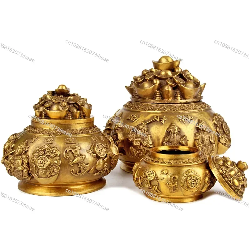 

Feng Shui Copper Treasure Bowl Wealth Cornucopia Statue Handicraft Desktop Decor Home Office Decoration