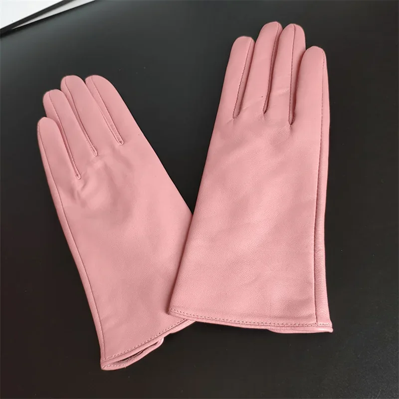 Elegant Women Gloves Genuine Real Leather Sheepskin Autumn And Winter Men's Gloves Trendy Female Short Glove