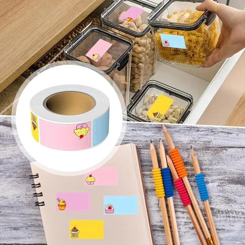 Этикетки с цветовым кодированием, 280/рулон, водонепроницаемые цветные этикетки для торта, прямоугольные клейкие именные бирки для маркировки деловых документов, студентов