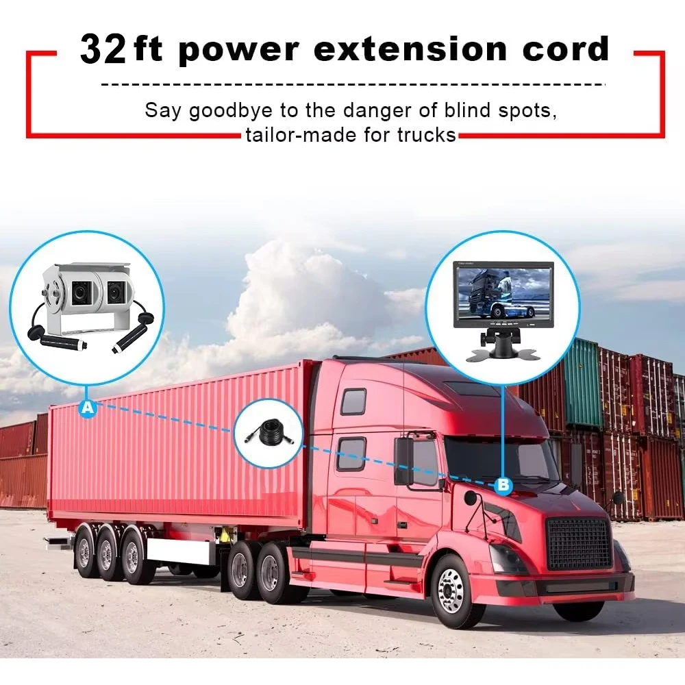 Dual Lens Rear View CCD Reversing Camera with 7