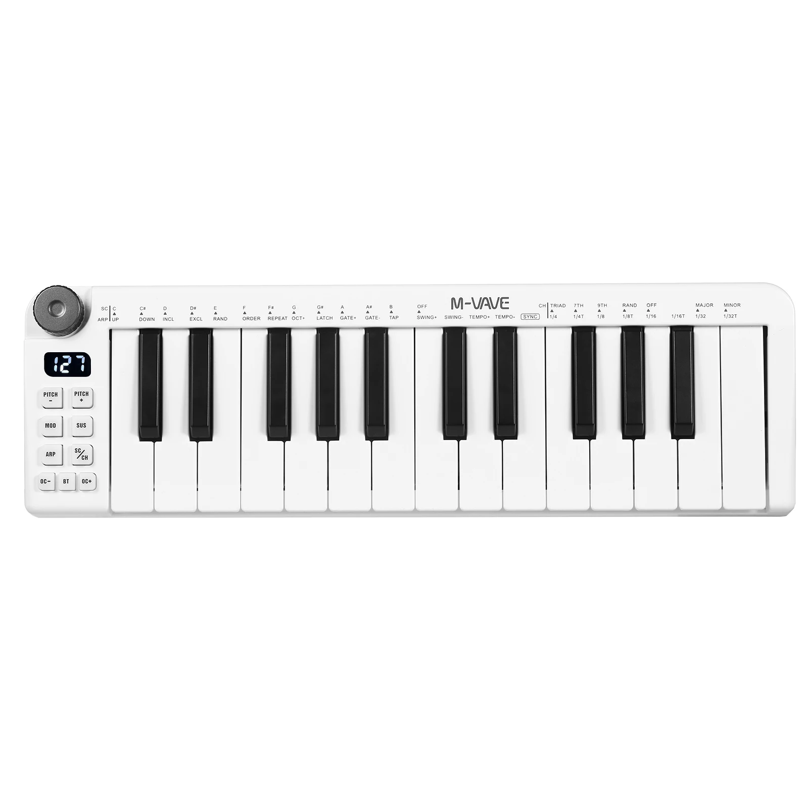 M-VAVE SMK-25mini MIDI Keyboard Rechargeable 25-Key MIDI Control Keyboard with 25 Velocity Sensitive Keys 1 Knob