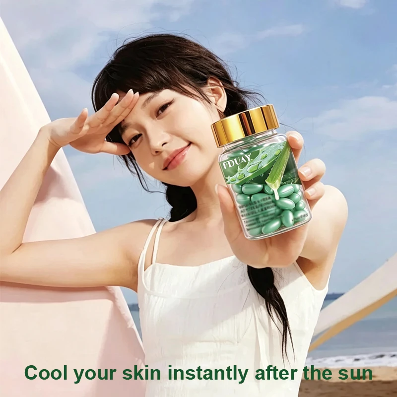 FDUAY Aloe Vera Skin Care Capsule Serum Instant Soothing Cooling after Sun Individual Portable Packagi