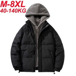 Plus Size Men's Winter Jacket Thick Warm Parka Coat Korean Fashion Cotton Padded Thermal Outerwear Hooded Windbreaker Jacket 8XL