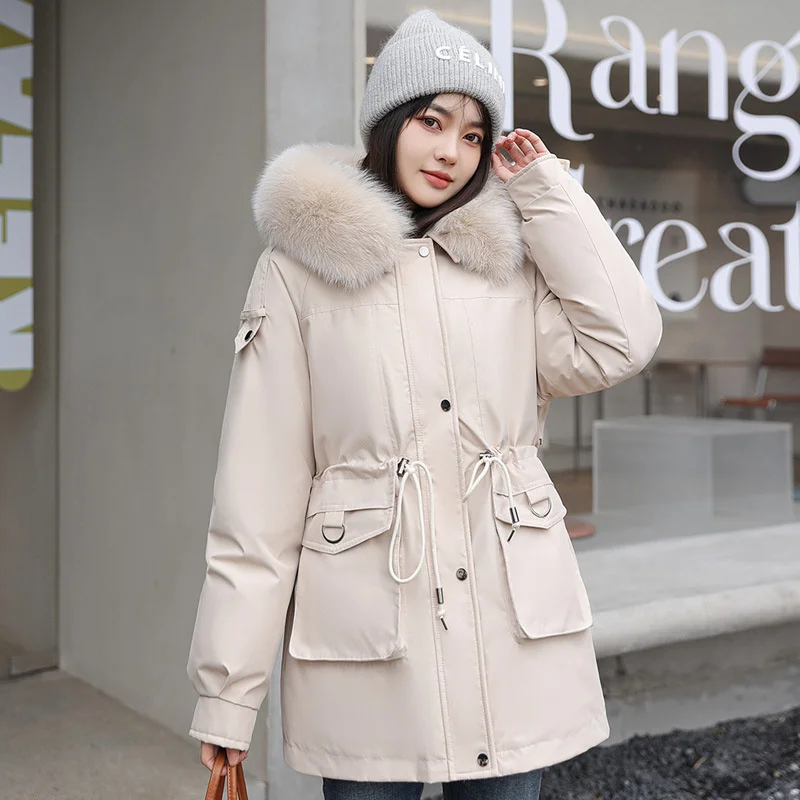 Parkers Women Winter Jacket 2025 New Thicke Detachable Inner Liner Cotton Padded Jacket Parka Female Mid Length Windbreaker Coat