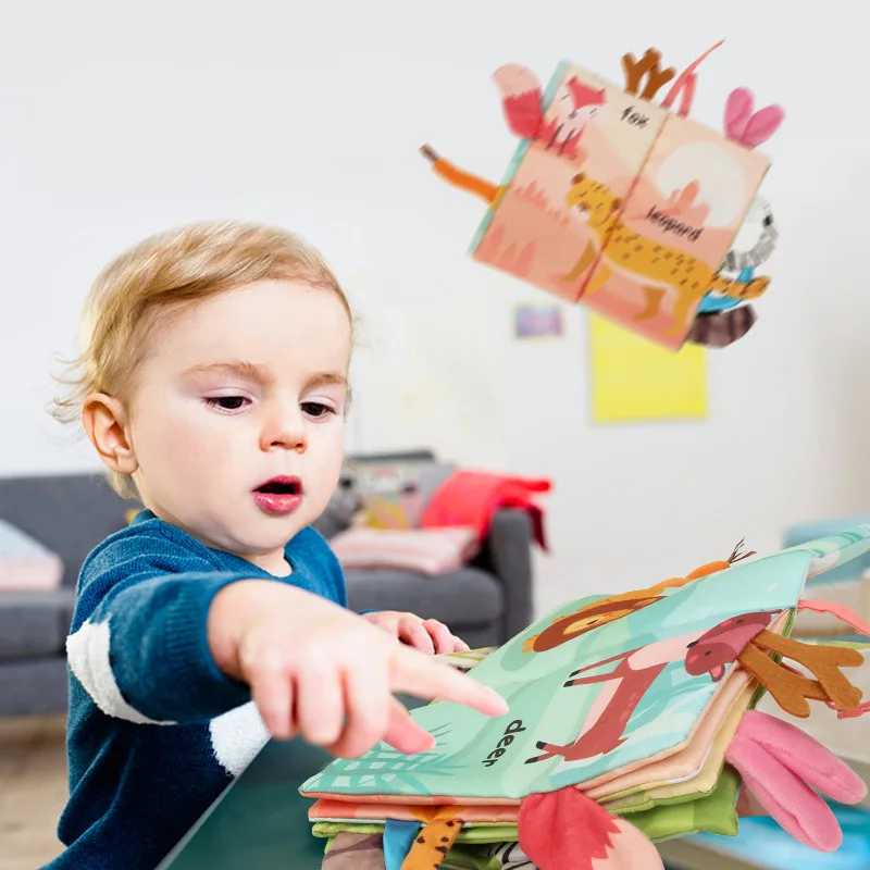 0-36m bebê pano livro crianças infantil aprendizagem precoce animais educacionais caudas de tecido livros desenvolver cognize leitura quebra-cabeça livro brinquedos