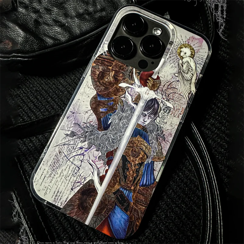 Funda de teléfono Retro Angel Cross para iPhone, 15, 14, 13, 12, 11 Pro, Xs, Max, X, Xr, 7, 8 Plus, SE, Edad Media, Caballero europeo, cubierta a prueba de golpes