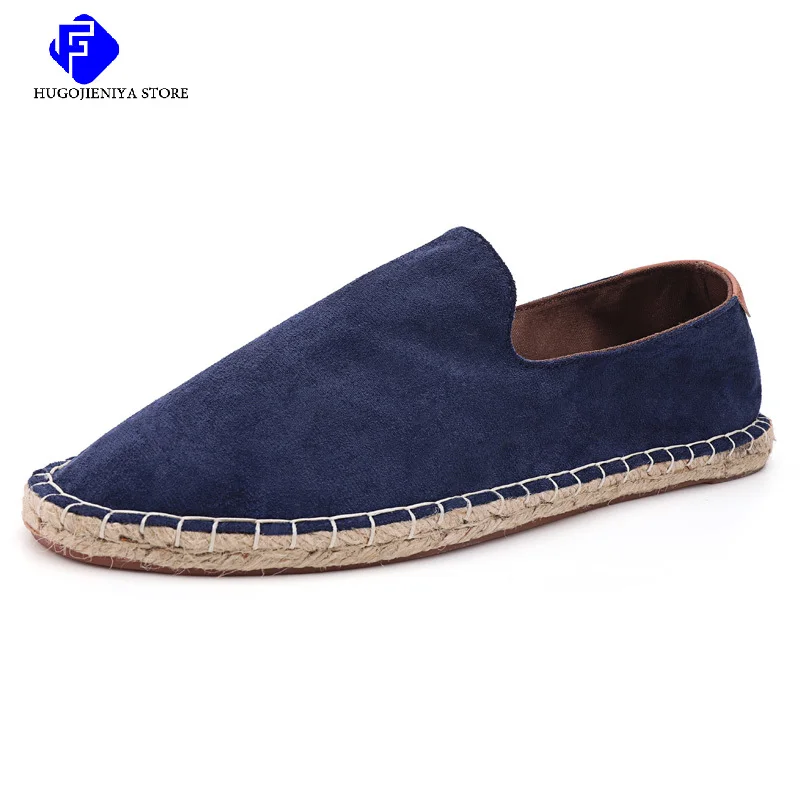 2023 Summer New Linen Men\'s Casual Shoes Handmade Weaving Fisherman Shoes Fashion Casual Flat Espadrilles Driving Shoes Big Size