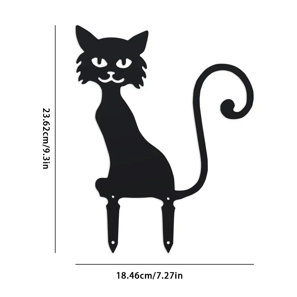 Flower Beds & Trees & Outdoor Decor Charming Black Furry Kitten Metal Garden Stake Floor-Mounted Decorative Plug for Yards