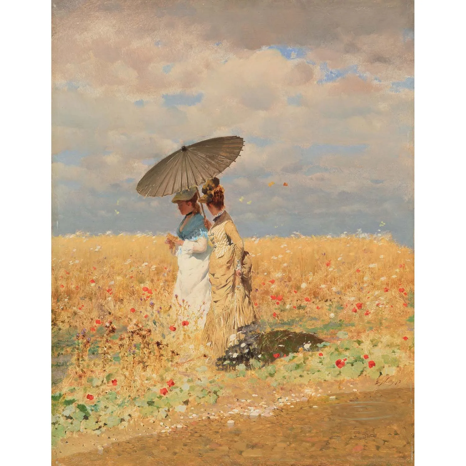 Giuseppe De Nittis artworks,In the wheat fields,Hand-painted famous oil painting reproduction,Decoration picture for wall