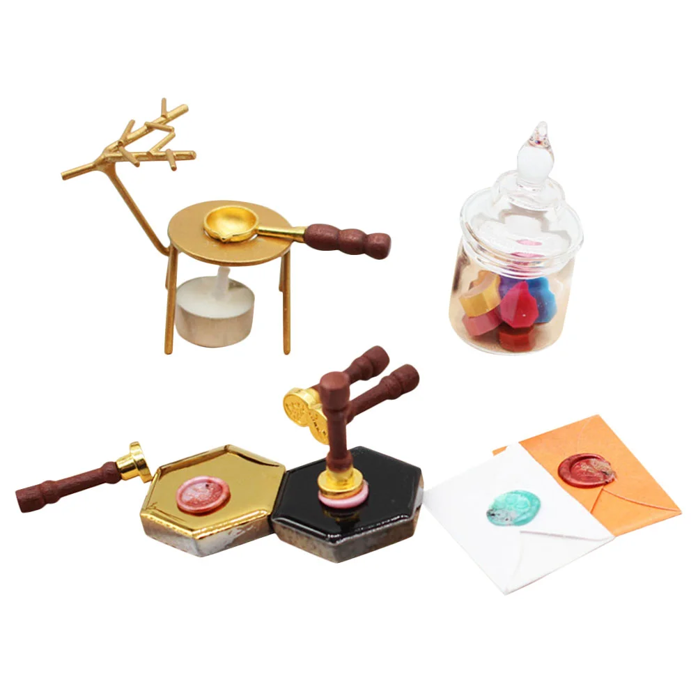 Bathtub Toy with Rotatable Mini Seal Fire Paint Decoration Simulated Wax Model Set Tiny House Accessory