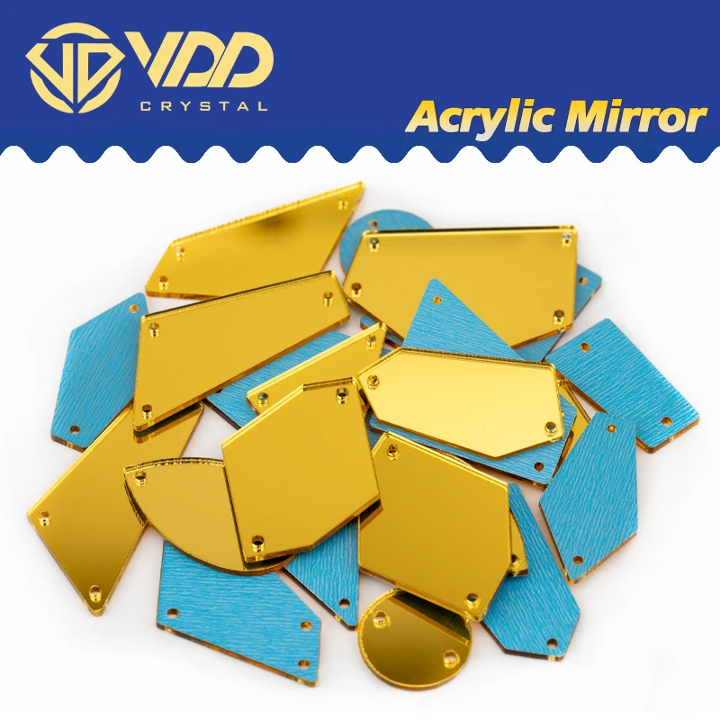 VDD Ozeanform Acryl-Spiegel-Strasssteine, Glas-Glitzersteine zum Nähen, Flache Rückseite zum Aufnähen – Detail 8