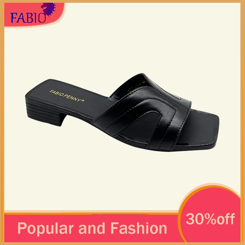 FABIO PENNY2025 summer new solid color low-heeled women’s slippers, low-heeled sandals for daily women’s meals and gatherings