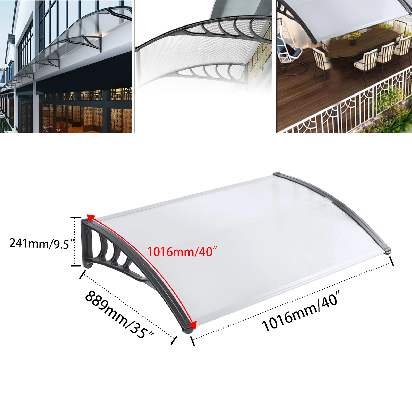 Waterproof Outdoor Awnings 1.2/1.5/2m Door Canopy Awning Front Back Patio Porch Shade Shelter Rain Durable