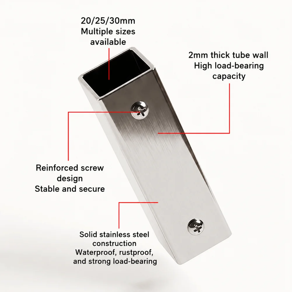 Universal 201 Stainless Steel Square Pipe Connector Pipe Joint Tube Connector Bracket Corner Brackets Cabinets