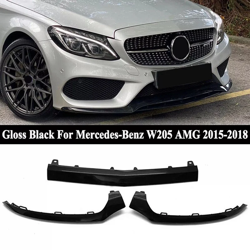 

3Pcs/Set Front Bumper Lower Lip Splitter Trim For Mercedes-Benz C-Class W205 15-18 2058851474 A2058851574 A2058852500