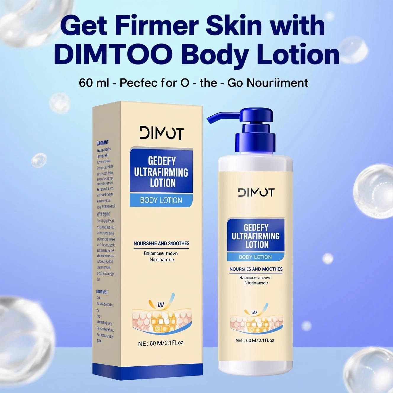 DIMOT Körperlotion, Creme, straffend, verbessert schlaffe Haut, erhöht die Elastizität, nährend, feuchtigkeitsspendend, Lifting, erhellt die Hautpflege