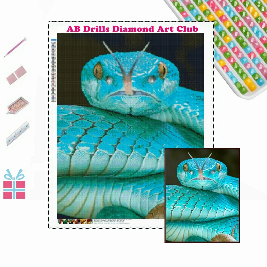 AB Drills Diamond Painting Animal 5D Diamond Embroidery Cobra Viper Snake Pictures Of Rhinestones Cross Stitch Mosaic Home Decor