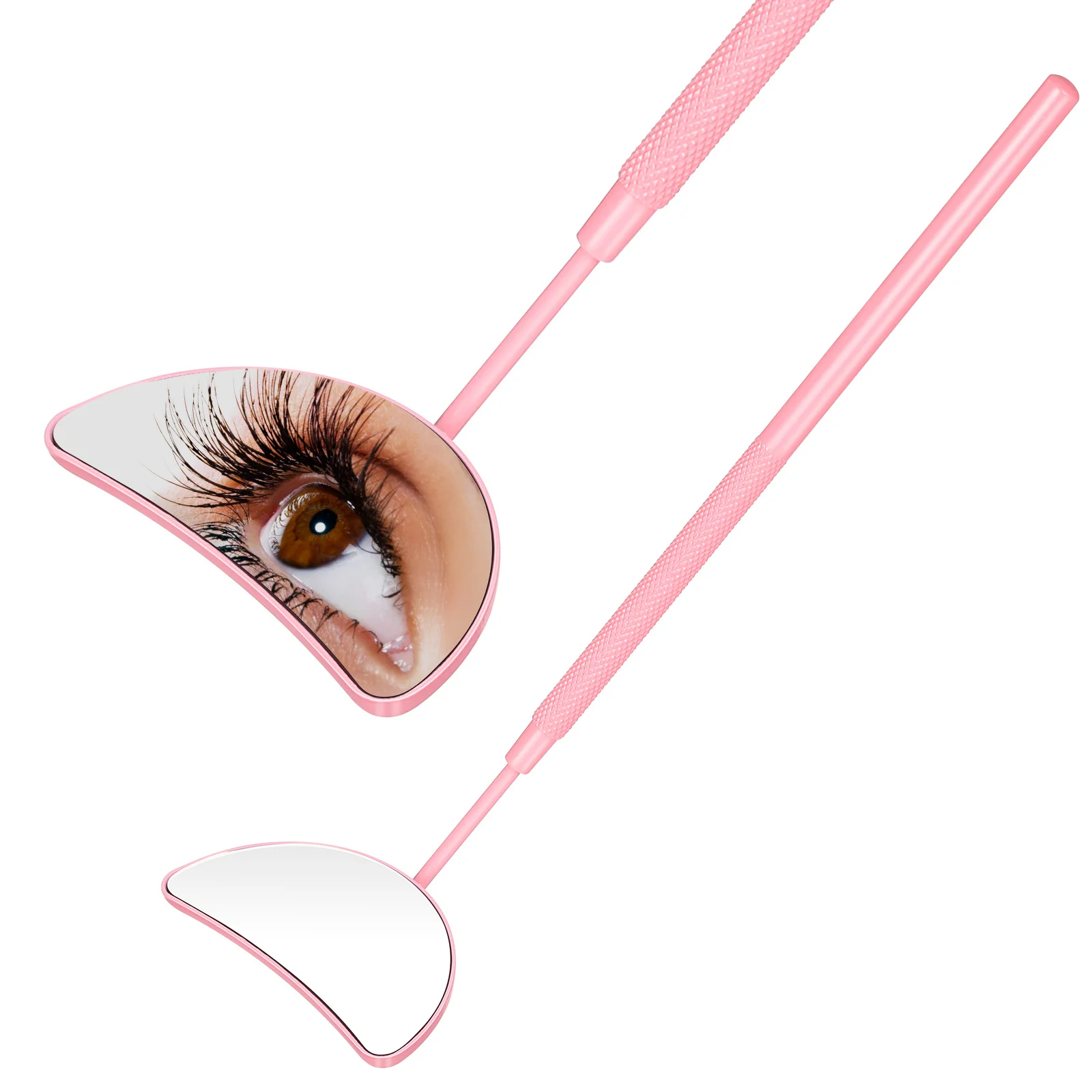 

2Pcs Handheld Eyelash Check Mirror Premium Material Anti-Slip Grip for Eyelash Extension Process Compact Travel-Friendly Style