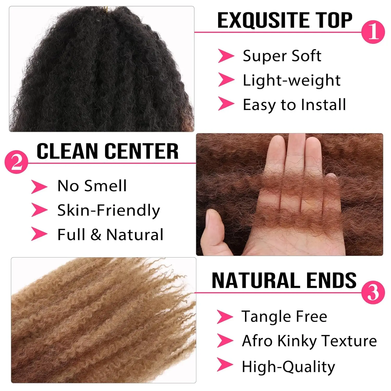 18인치 말리 트위스트 브레이딩 헤어 8팩 말리 헤어 크로셰 브레이드 옴브레 스프링 시 합성 아프로 킨키 트위스트 크로셰 헤어