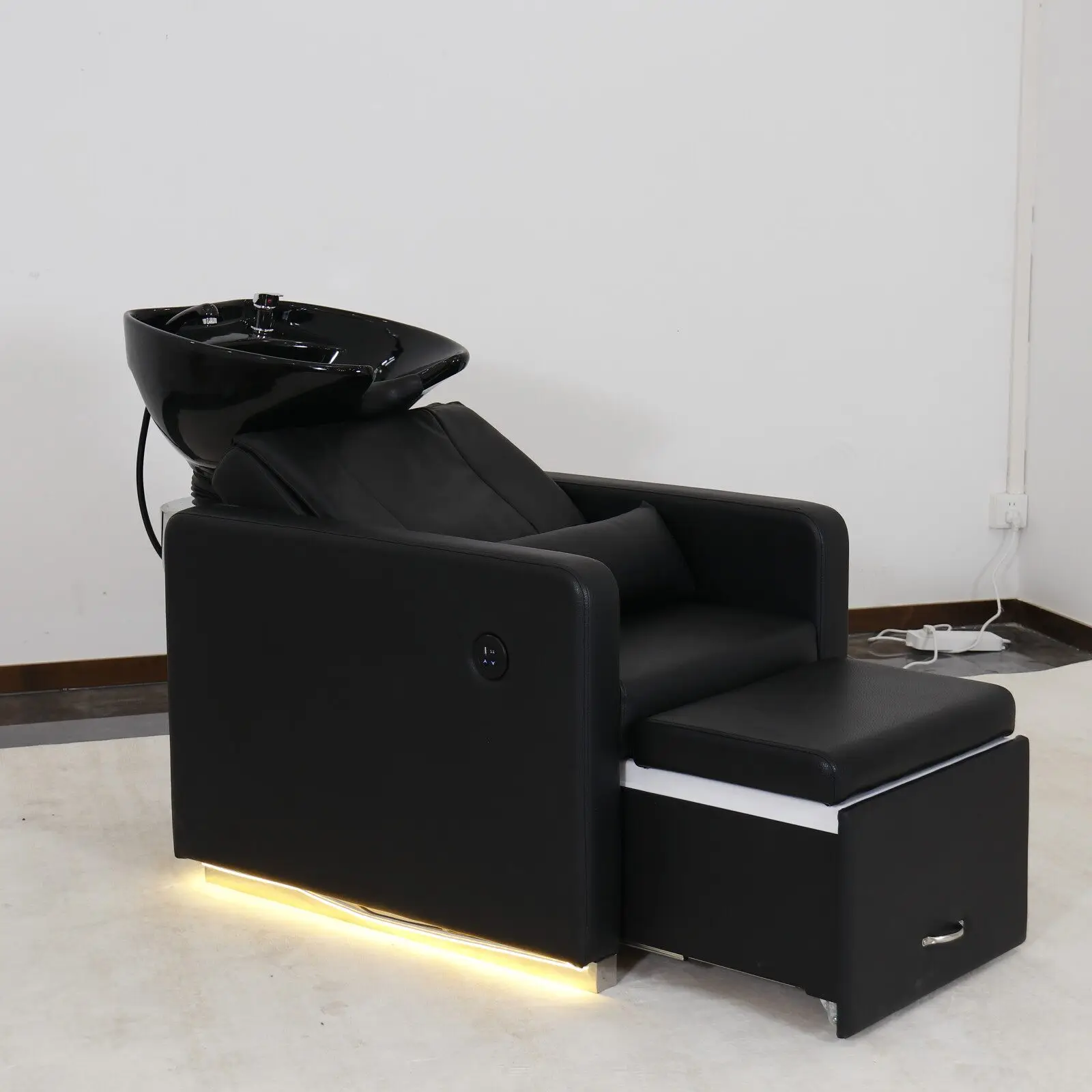 New Hair Salon Shampoo Bed, Hair Salon Dedicated Electric One Key Leg Lift With Massage Belt, Foot Massage And Flushing Bed