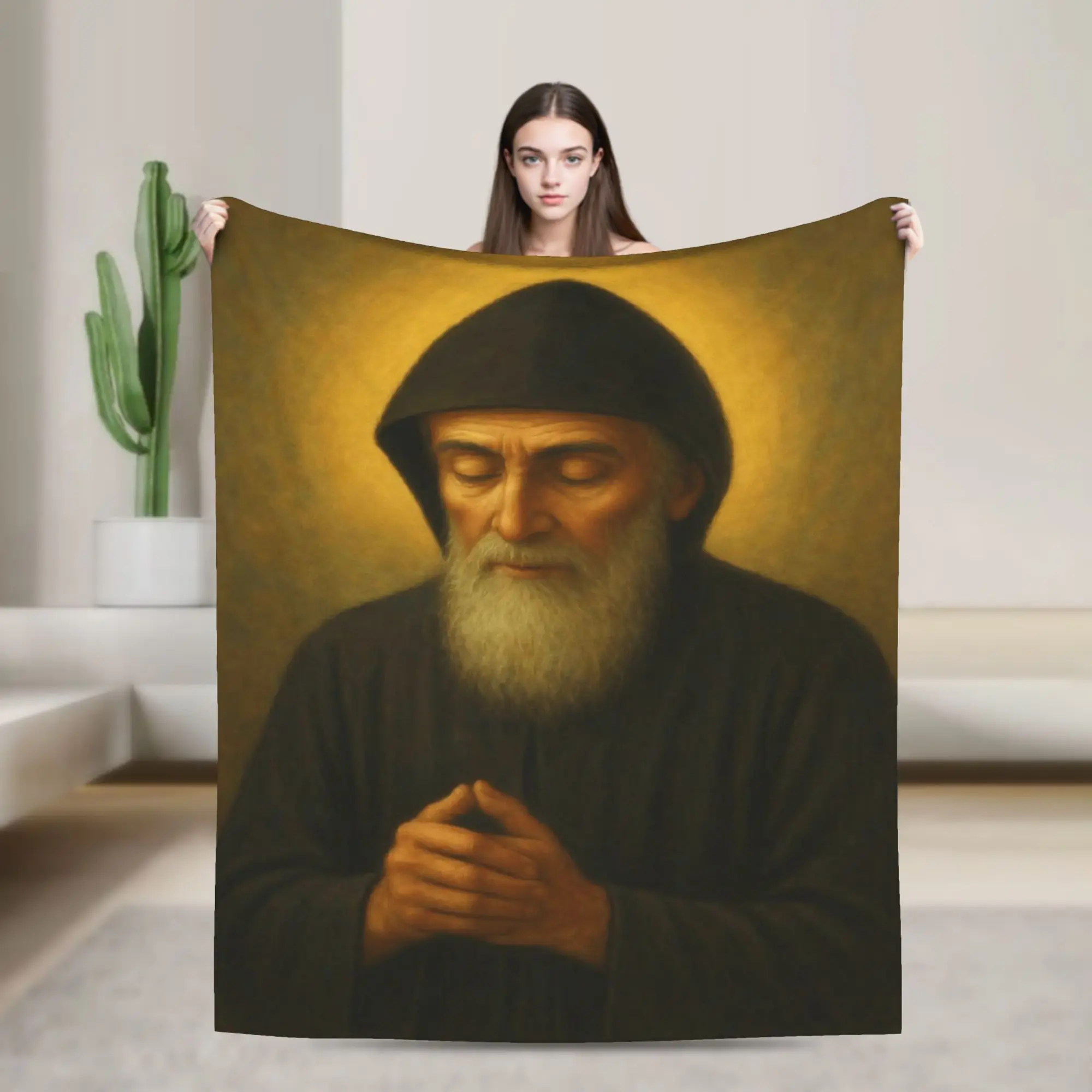 Super Soft Saint Charbel Throw Blanket Premium Flannel Fleece Lightweight  Bed Blanket Warm Plush Blankets All Season Use