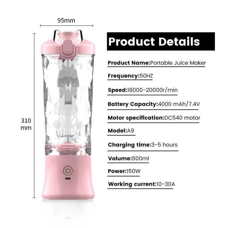 Portable Blender,  USB Rechargeable Juicer Blender Cup For Fruit & Vegetable, Juicer Cup USB Rechargeable Personal Size Blender 