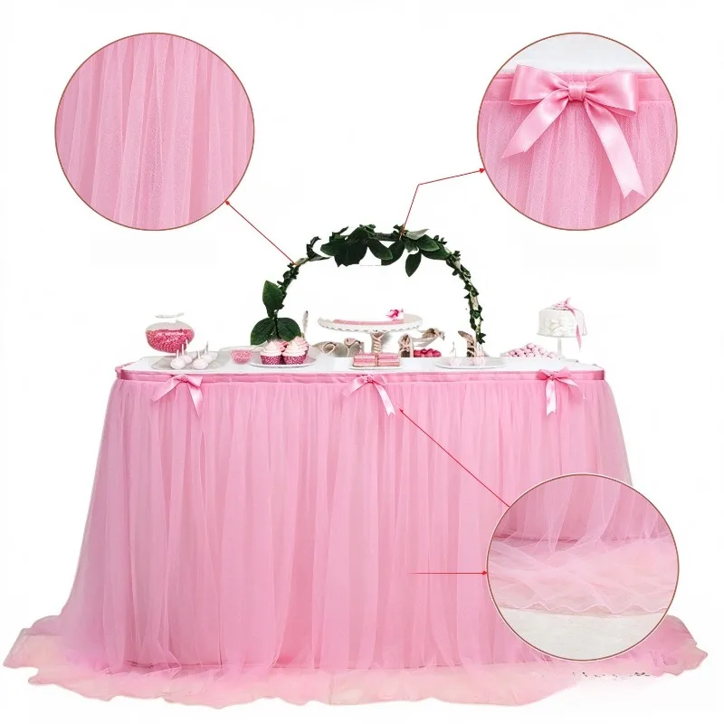 Tulle Table Skirt Ruffled Tutu Tablecloth For Birthday Party Wedding Baby Shower Dessert Table Decor Home Event Decoration