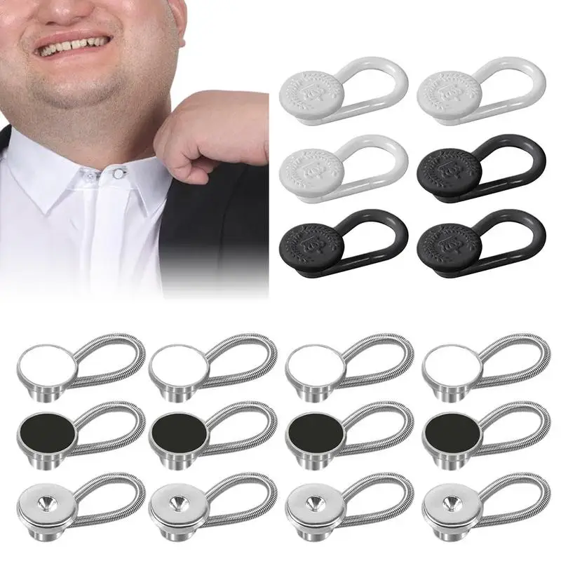 18 Pieces Shirt Button Extender Adjustable Neck Collar Elastic Button Extender For Dress Shirt Pants Collars Trousers Skirts