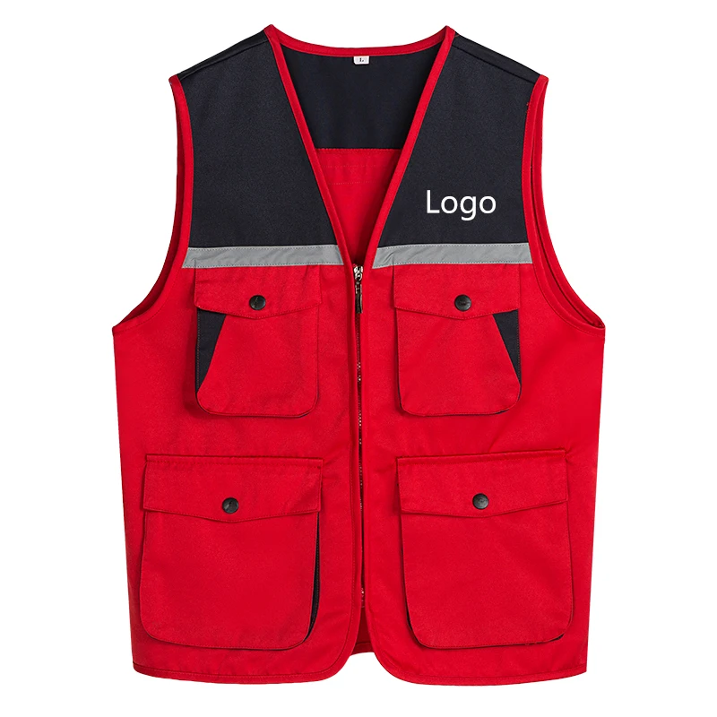 

Men's Outdoor Vest Hiking Fishing Hunting Photography Multi-Pockets Multi-Function Maintenance Worker Waistcoat Print Logo