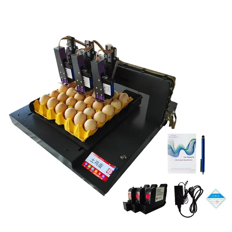Industrial Egg Batch Coder Multi Head Inkjet Printer with Touch Screen Control for Poultry Packing Line for UK Market for