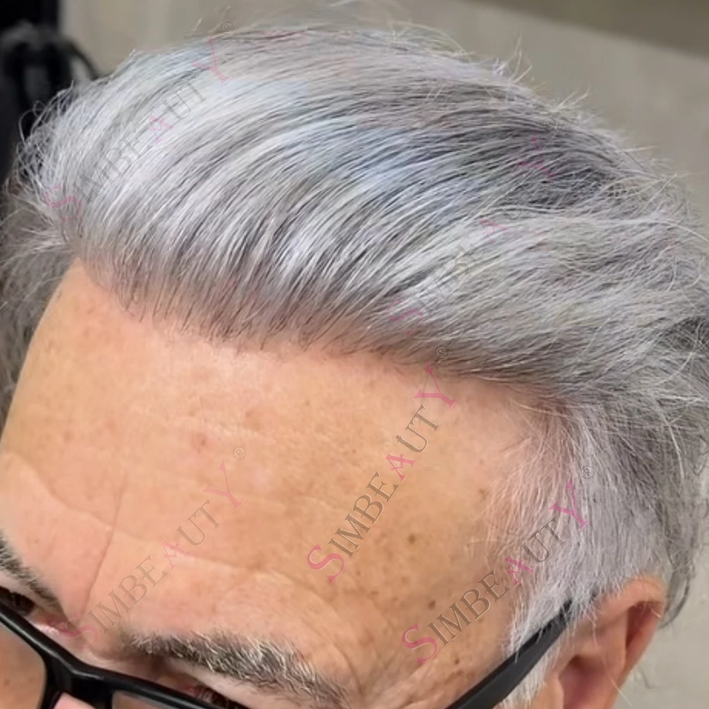 

Nautral Hairline 1b80 1b40 1b65 Grey Man's Toupee Human Hair Top Quality Durable Full Thin Skin Men's Brown Capillary Prothesis