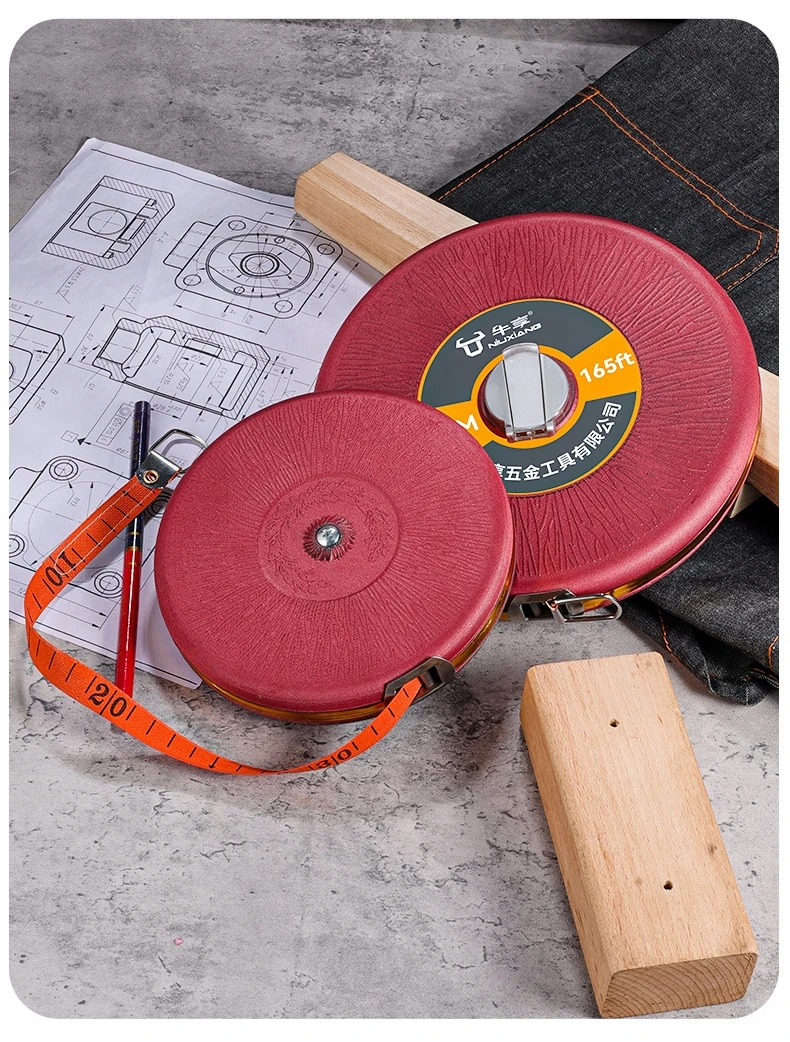 شريط قياس العمل أداة قياس يدوية من الدرجة الهندسية مسطرة 20 متر/30 متر/50 متر شريط قياس طباعة وجه مزدوج للبناء
