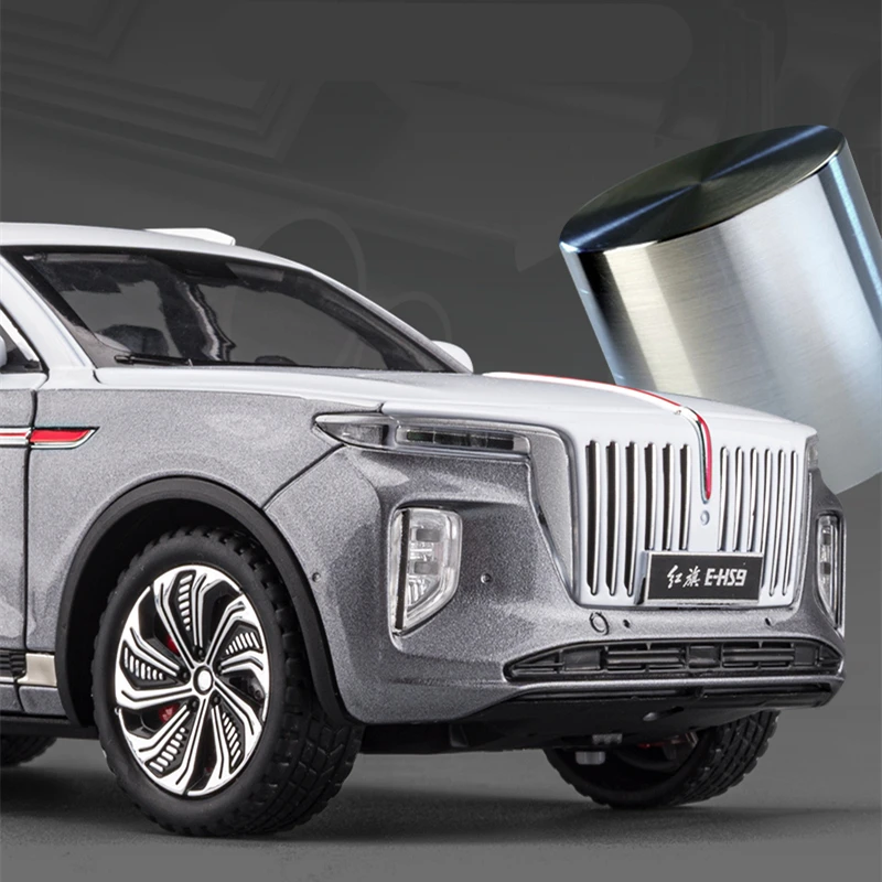 1/24 HONGQI E-HS9 SUV Alloy New Energy Car Model Diecast Metal Toy Vehicles Car Model High Simulation Sound and Light Kids Gifts