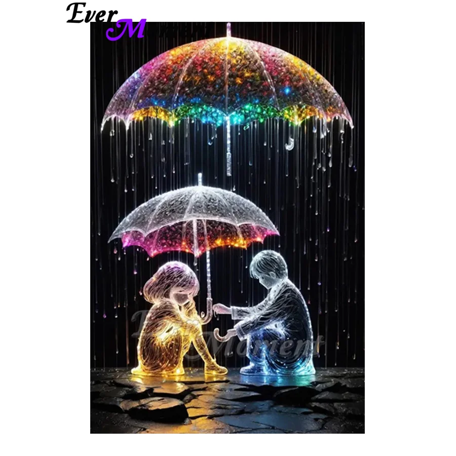 

Crystal Diamond Painting Hold an Umbrella for Her in the Rain DIY Creative Gift for Girlfriend Bedroom Wall Decor ASF3037