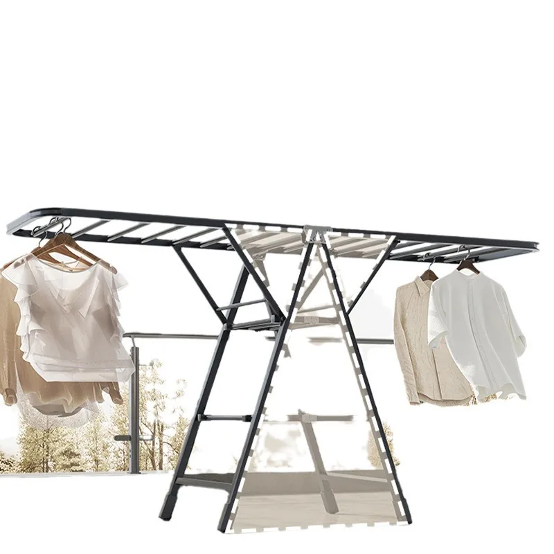 Multifunctional Drying Rack Household Balcony Airfoil Folding Hanger Simple Stabilize The Carbon Steel Quilt Rack