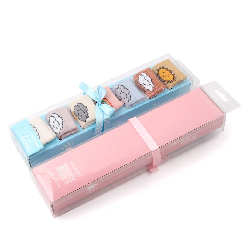 7 Pairs Set for Baby Socks Soft Cotton Cute Animal Smile Face Spring and Autumn for 0-6 Months Toddler Boys and Girls W0040W0052