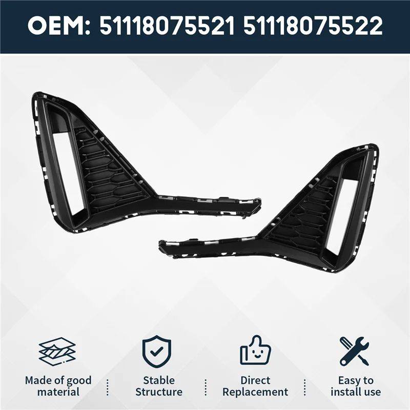 

A82M-Fog Lamp Frame 51118075521 Front Bumper Left And Right Wind Screen For BMW F52/M Version 51118075522 Fog Lamp Frame For BMW