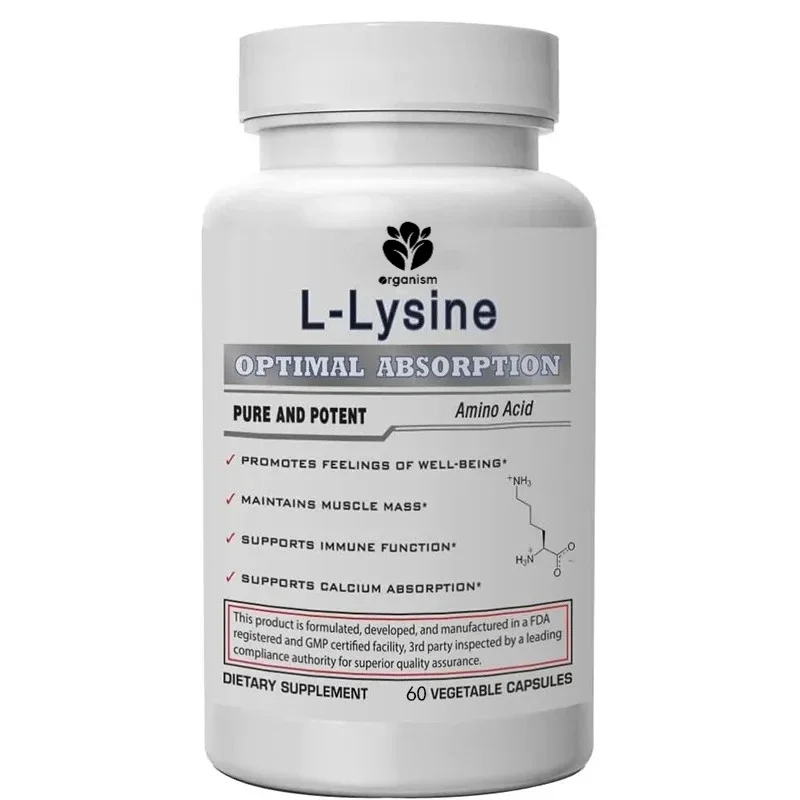 

Best Non GMO L-lysine Dietary Supplement -500mg Pure Active L-lysine -120 Vegetarian Capsules - Supports Calcium Absorption