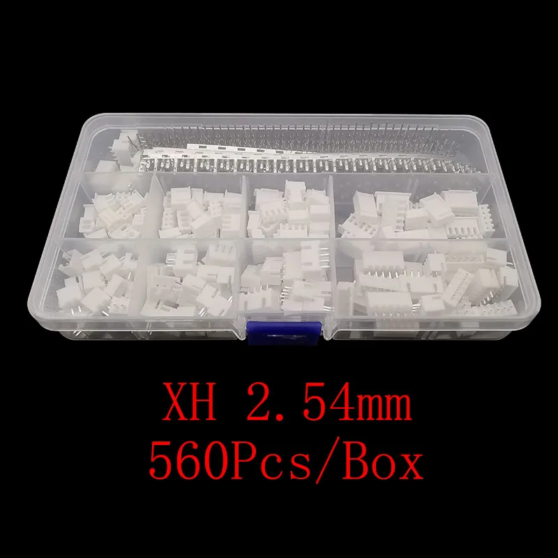 560Pcs XH2.54 2P 3P 4P 5 Pin 2.54mm Pitch Terminal Kit JST XH 2.54 Male Female Plug Plastic Housing Header Crimp Wire Connector