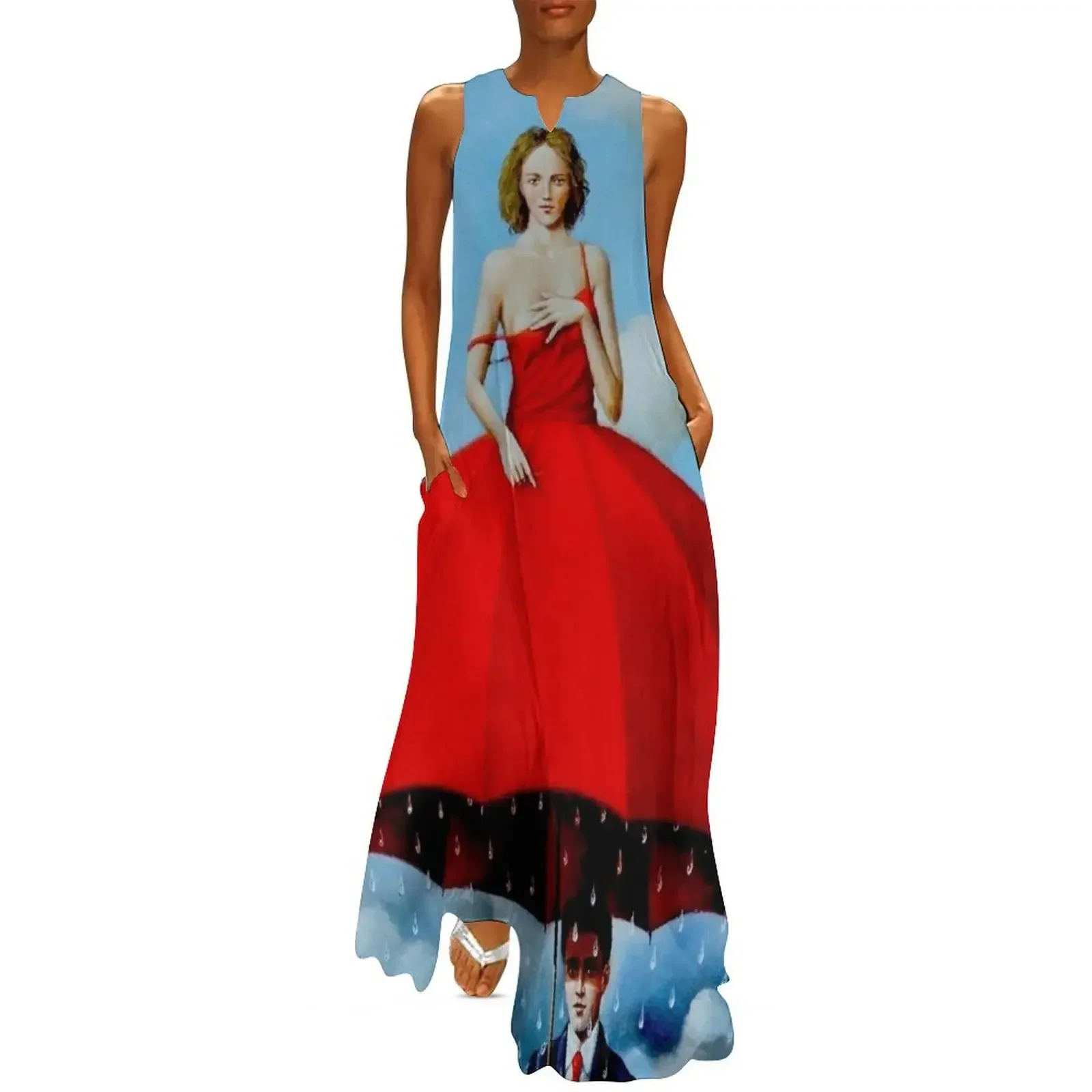 

UMBRELLA LADY : Vintage Abstract Painting Print Long Dress women clothes women dresses women's elegant loose dresses Dress
