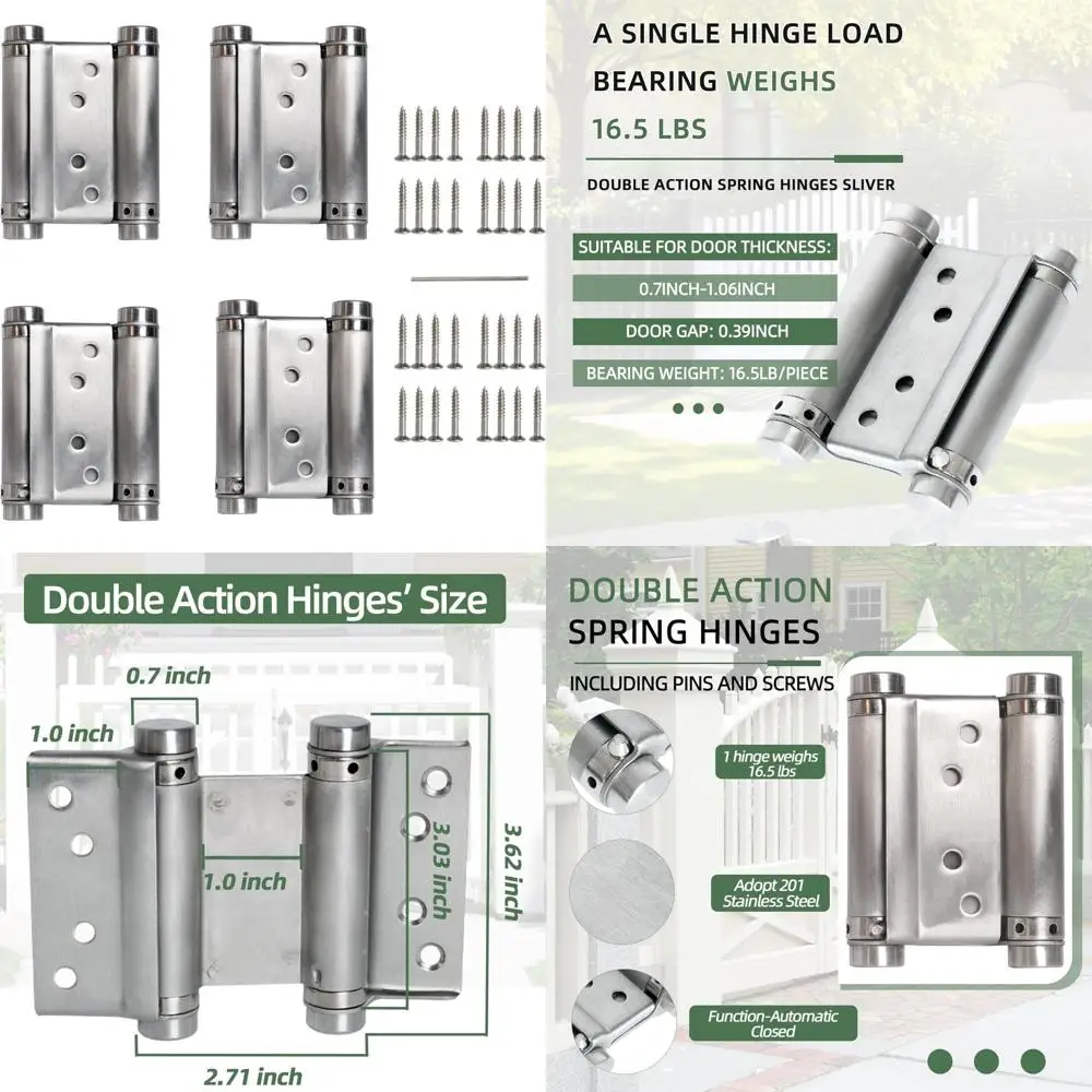 

3-дюймовые серебряные пружинные петли двойного действия для самозакрывающихся салонных дверей, идеально подходят для кафе, пабов и качающихся вход