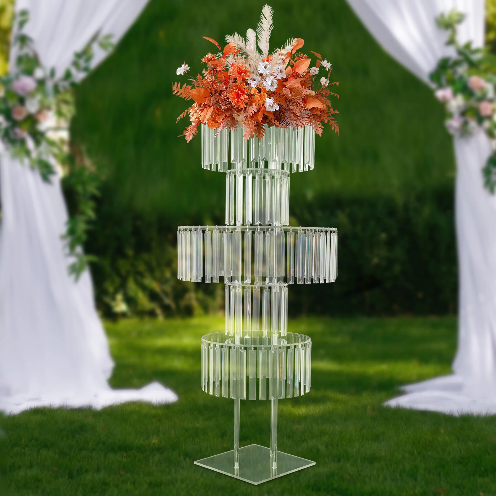 5 Tier Crystal Flower Stand Elegant Wedding Reception Party Display Rack Home Decor Freestanding