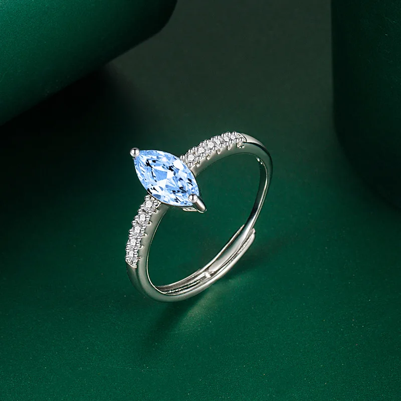 

Marquise Ladies' Fashion Ring, Multi-Color Zircon & Colored Gemstone Inlay, S925 Sterling Silver